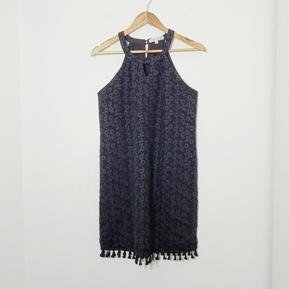 Joy Joy Dresses & Skirts - ⭐️Joy Joy Black Coquette Dress Cotton Sleeveless Embroidered Daisy Bottom Fringe
